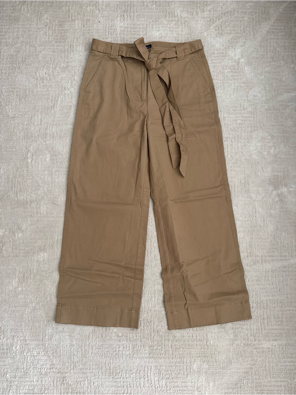 NWT J.Crew Camel Tie-Waist Wide-Leg Chino Pants Petite 10